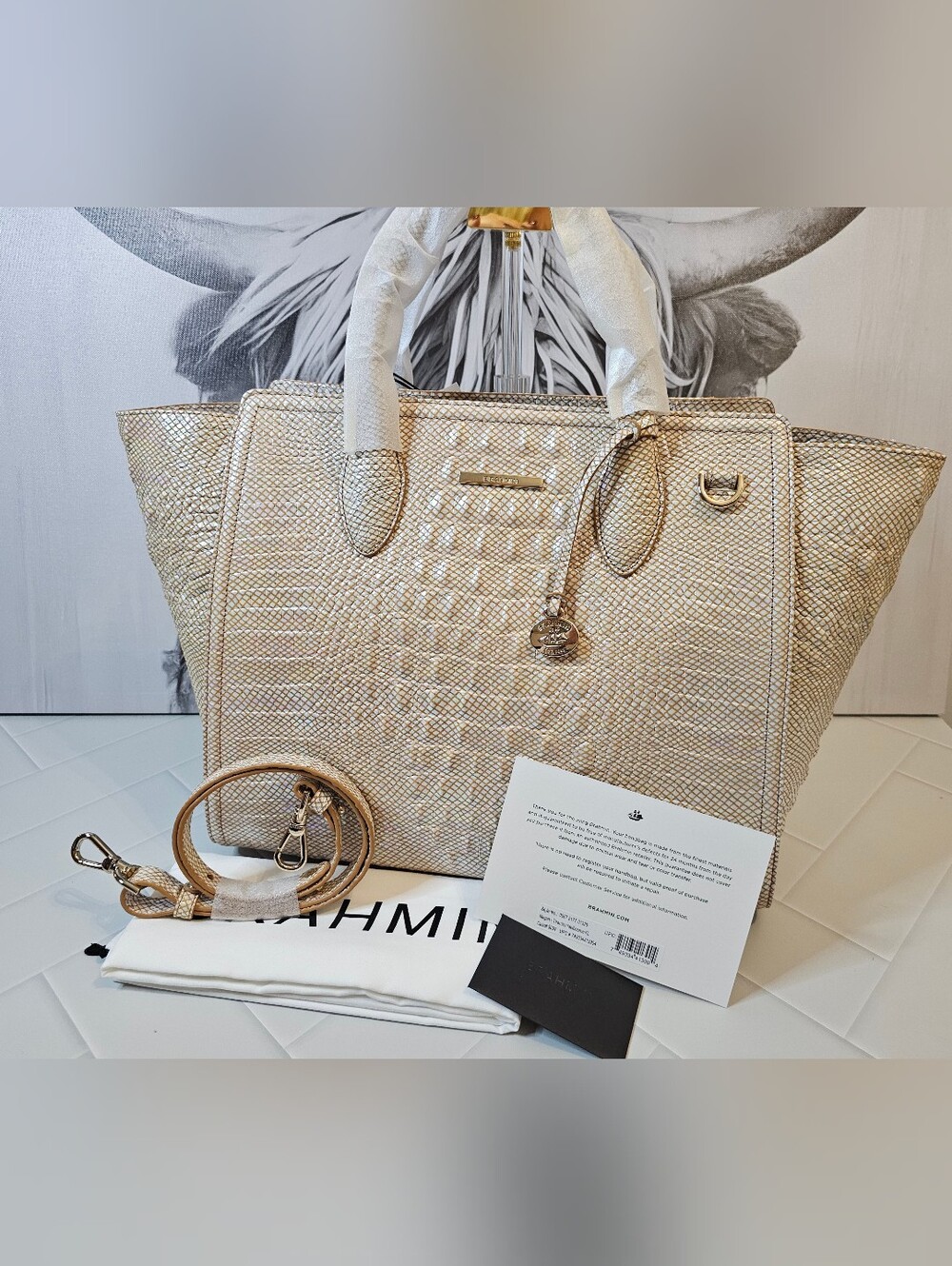 Brahmin Megan Tiramisu Melbourne Leather Tote NWT - Picture 3 of 12